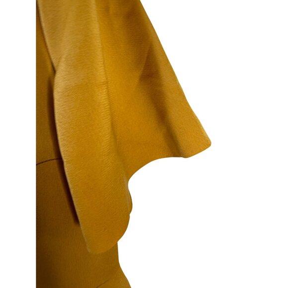 Banana Republic Mustard Yellow Midi Dress W/ V-Neck & Ruffle Hem Size 2 - Picture 6 of 10